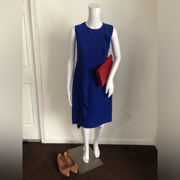 Donna Karan Dresses & Skirts - ⭕️ PRICE FIRM NEW Donna Karan Size 10 Blue Ruffle Sleeveless Sheath Dress